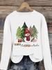 (Asian Size) style tree 90s Christmas new year Graphic Tee Women autumn winter Casual Fashion Top Clothing Print T Shirt Long Sleeve T-shirts