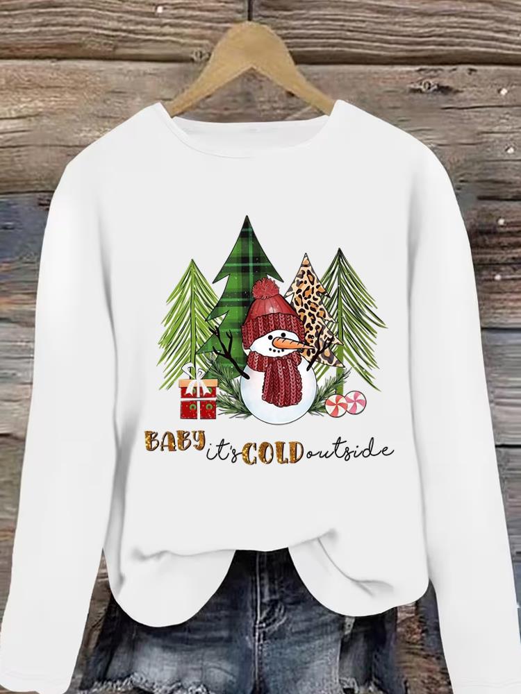 (Asian Size) style tree 90s Christmas new year Graphic Tee Women autumn winter Casual Fashion Top Clothing Print T Shirt Long Sleeve T-shirts