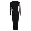   High Waist Skirt Set Black, Hip Wrap Bottom Medium Long Dress Long Sleeve Black Color Matching, Temperament Commuter Dress