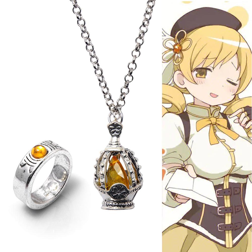 Anime Puella Magi Madoka Magica Collier Cosplay Kaname Madoka Miki Sayaka Pierre d'Âme Pendentif Collier Ensemble Bague Bijoux Mode