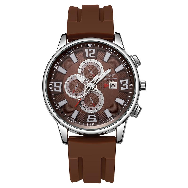 Men'S Watch Quartz Silicone Calendar Casual Waterproof Watch