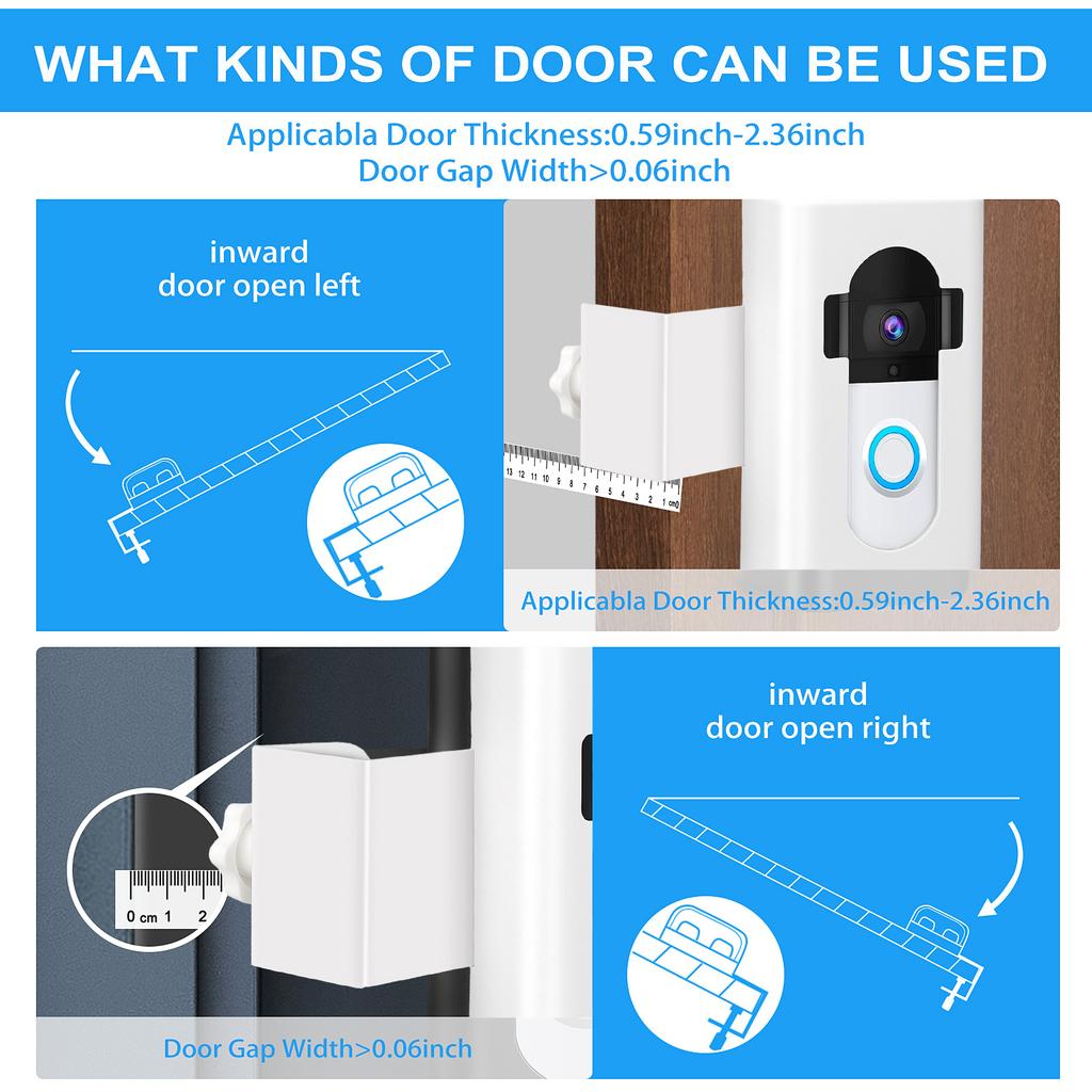 Anti-Theft Video Doorbell Mount No Drilling Mounting Bracket Video Doorbell Holder for House Rental Dorm Office