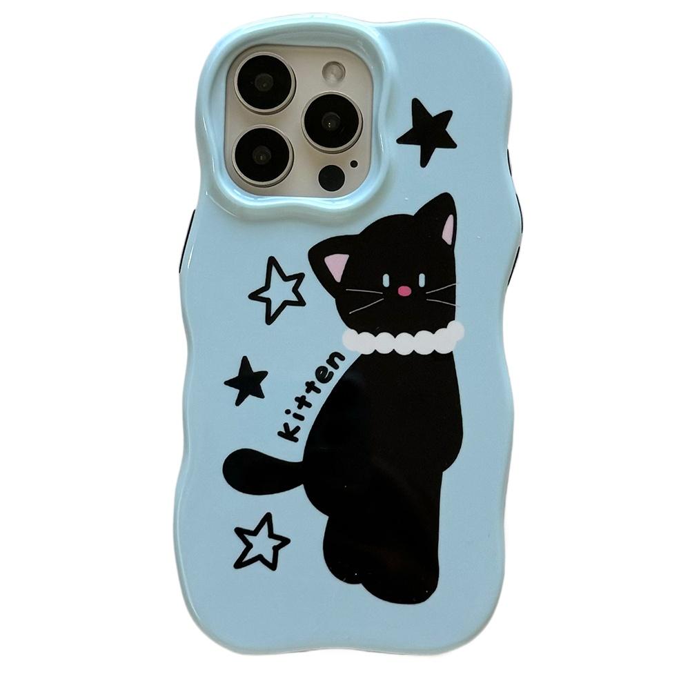 

2 IN 1 Funny Cat Cute Kitten Wave Edge Shockproof Phone Case for iPhone 13 14 15 16 17Air Cartoon Cover for Iphone 17 Pro Max iPhone 14 Pro