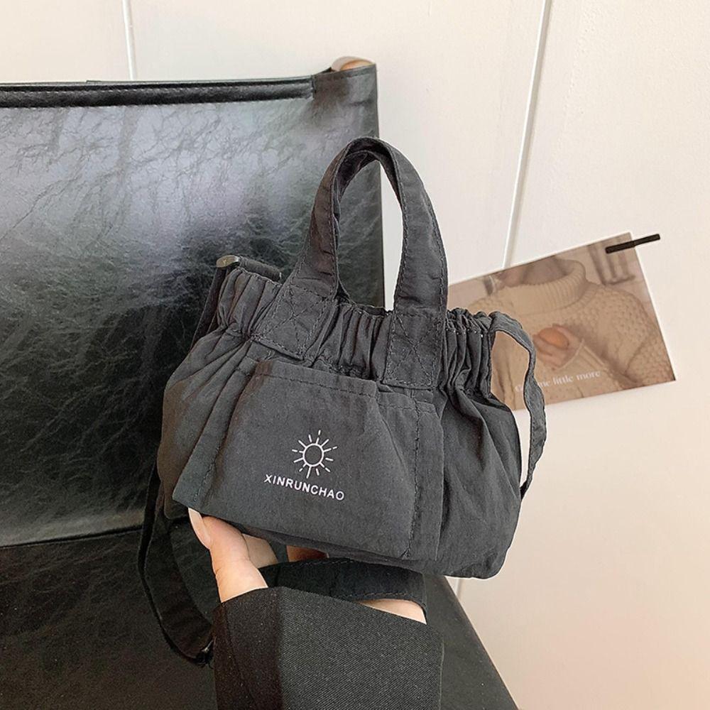 

Small Canvas Messenger Bag Korean Style Dumpling Bag Sweet Nylon Shoulder Bag Travel чёрный