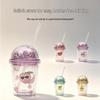 350ml Cute Cartoon Fruit Water Cup with Dome Lid & Straw for Kids