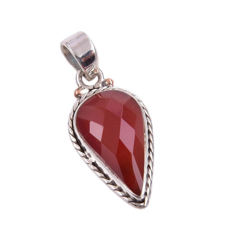 Natural Carnelian Gemstone Handmade 925 Solid Sterling Silver Pendant 1.50" U7R98