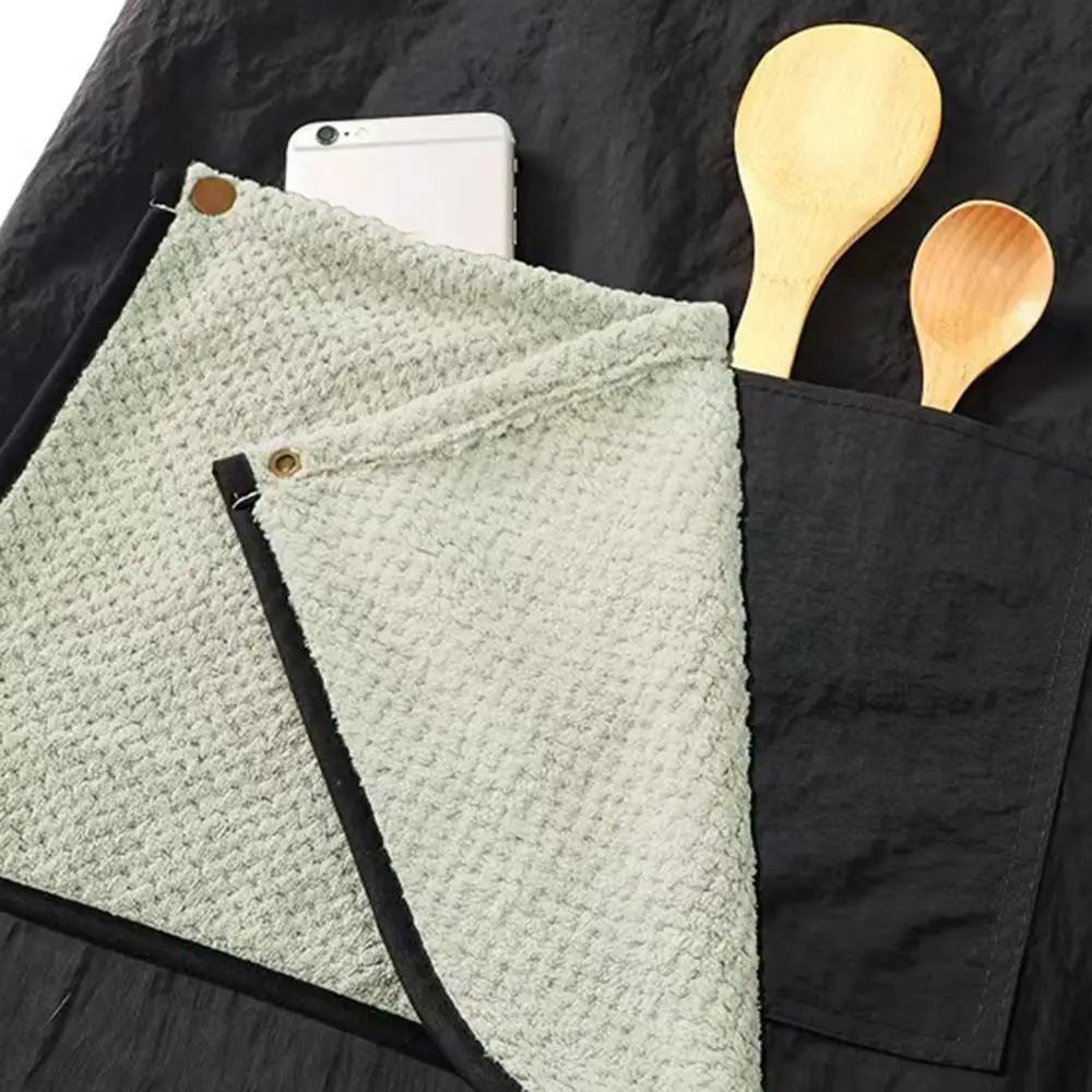Waterproof Kitchen Apron Sleeveless Anti-fouling Restaurant Uniform with Removable Hand Towel Cross Back Cooking Baking Bibs