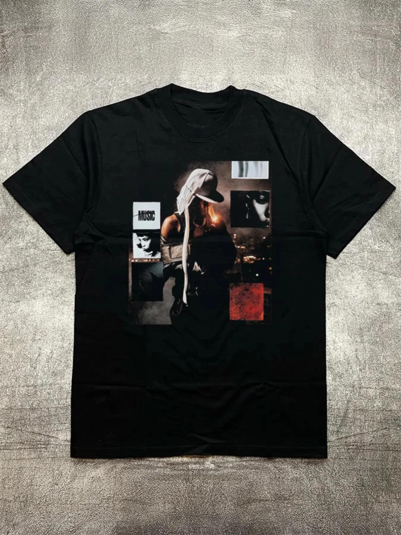 

Летняя мужская футболка из черного хлопка в стиле портретной фотографии 2025 года. Мягкая и удобная. Идеальна для повседневной летней носки. Топы и футболки. 4XL