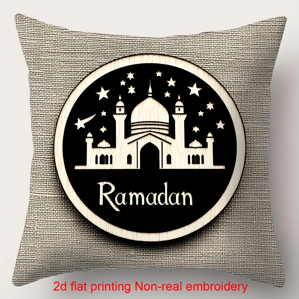 Ramadan Themed Cushion Covers With Mosque Moon Stars Polyester pillowcase, sofa decorative cushion cov Headboard Pillow