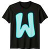 W Monogramm Alphabet Herren T-Shirt Damen T-Shirt Blasenbuchstaben Grafik Top Initial