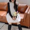 Elegant Chiffon Sleeveless Dress With Bow Tie For Office Women
