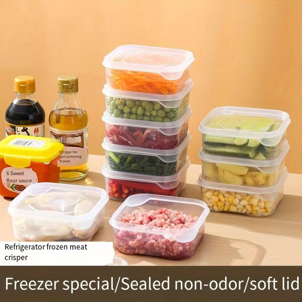 Recipient pentru Congelator de Calitate Alimentară 350ml Cutie Ermetică pentru Porții de Carne pentru Frigider Congelare Încălzire Preparare Mese și Conservare cu Capac Sigilat