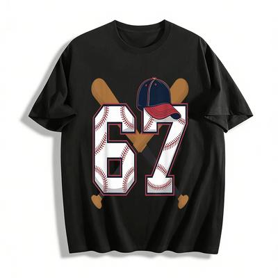 Baseball Element No.67 Print Casual T-Shirt Unisex Sporty Top Pure Cotton T-shirt
