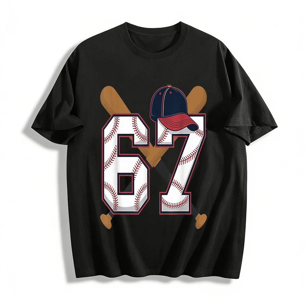 Baseball Element No.67 Print Casual T-Shirt Unisex Sporty Top Pure cotton T-shirt XXS
