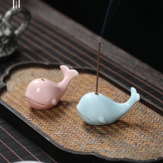 Mini Ceramic Incense Holder, Whale Shape Incense Stick Holder, Cute Incense Burner, Multi-purpose Ornament for Bedroom Yoga Room Tea House