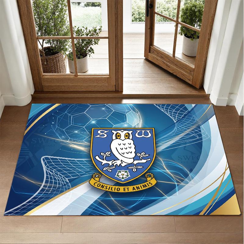 Sheffield Wednesday Football Design Crystal Velvet Rug Soft Decorative Mat for Bedroom Entrance