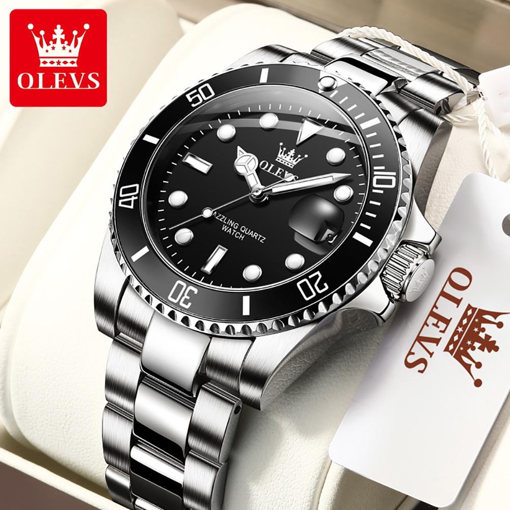 OLEVS 5885 Herrenuhr Luxus Top-Marke Einseitig drehbarer äußerer Ring Design Quarz Uhr für Männer Automatisches Datum Wasserdicht Armbanduhren