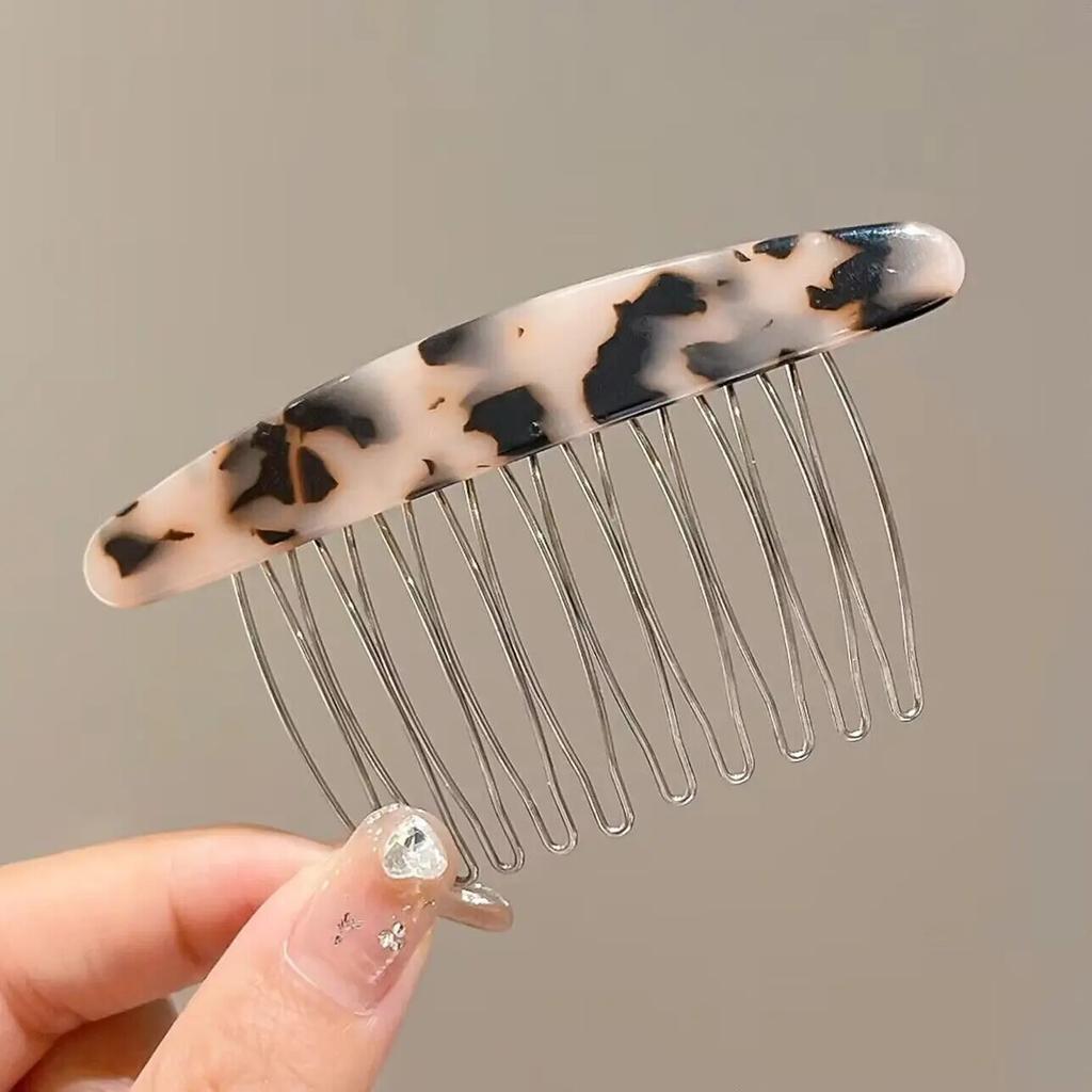 Exquisite Acetate Print Checkered Hair Comb Hairpin Vintage Side Hair Clip Hairgrip Fashion Hair Accessories For Women Headdress