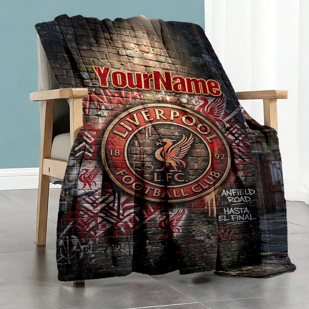 Liverpool Personalized Name Blanket Gift Customizable Blanket Ultra-Soft Great for Couch Office Chair Bed Bedding All-Season Use