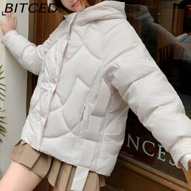 BITCED Loose-Fit Women's Winter New Arrival Short Casual Hooded Oversized Cotton Coat, Cotton Jacket, Padded Jacket