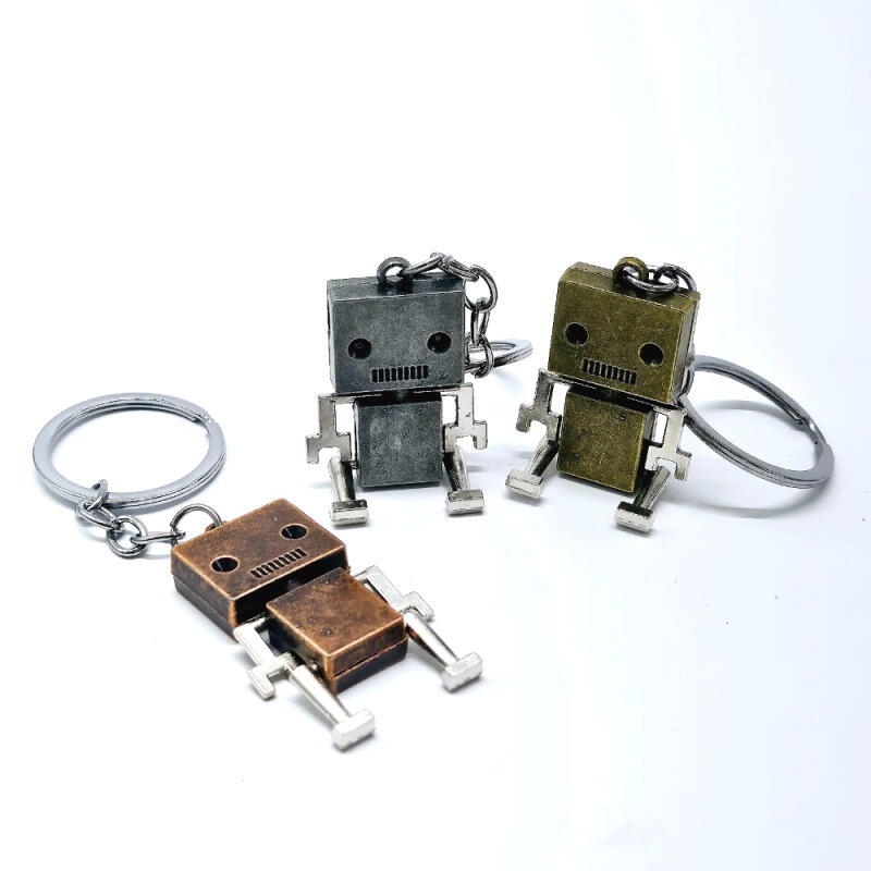 Niedlicher Roboter Puppe Tasche Schlüsselanhänger Freundschaft Paar Schlüsselhalter Gold