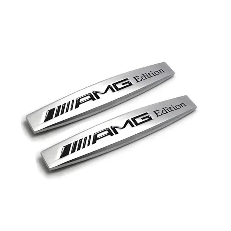 2026 New 2pcs 3D AMG Edition Metal Logo Car Fender Badge Sticker For Benz Lorinser Avantgarde Emblem Auto Decal Decorative Accessories