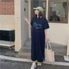 Women's Summer Print Large Size Casual Dress Simple Short-sleeved T-shirt Dress
