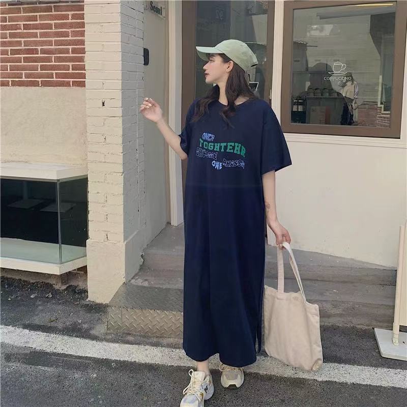 Women's Summer Print Large Size Casual Dress Simple Short-sleeved T-shirt Dress