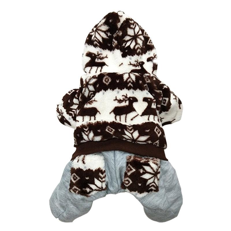 Christmas Pet Clothing and Accessories, Pet Cotton-padded Clothes, Snowflake Reindeer Thick Winter Dog Christmas Clothing