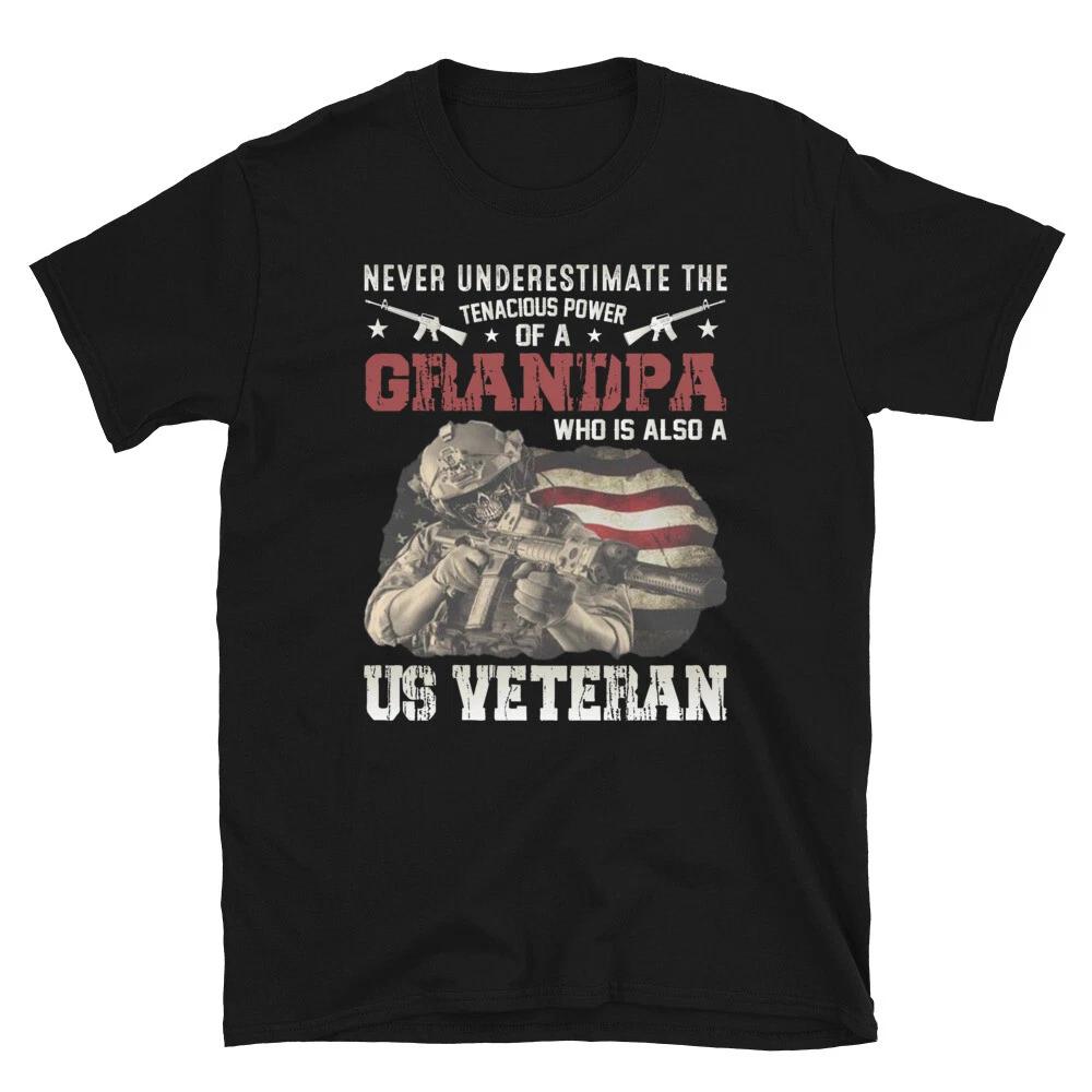 Soldier Honor Duty America Grandpa US Veteran T-Shirt L