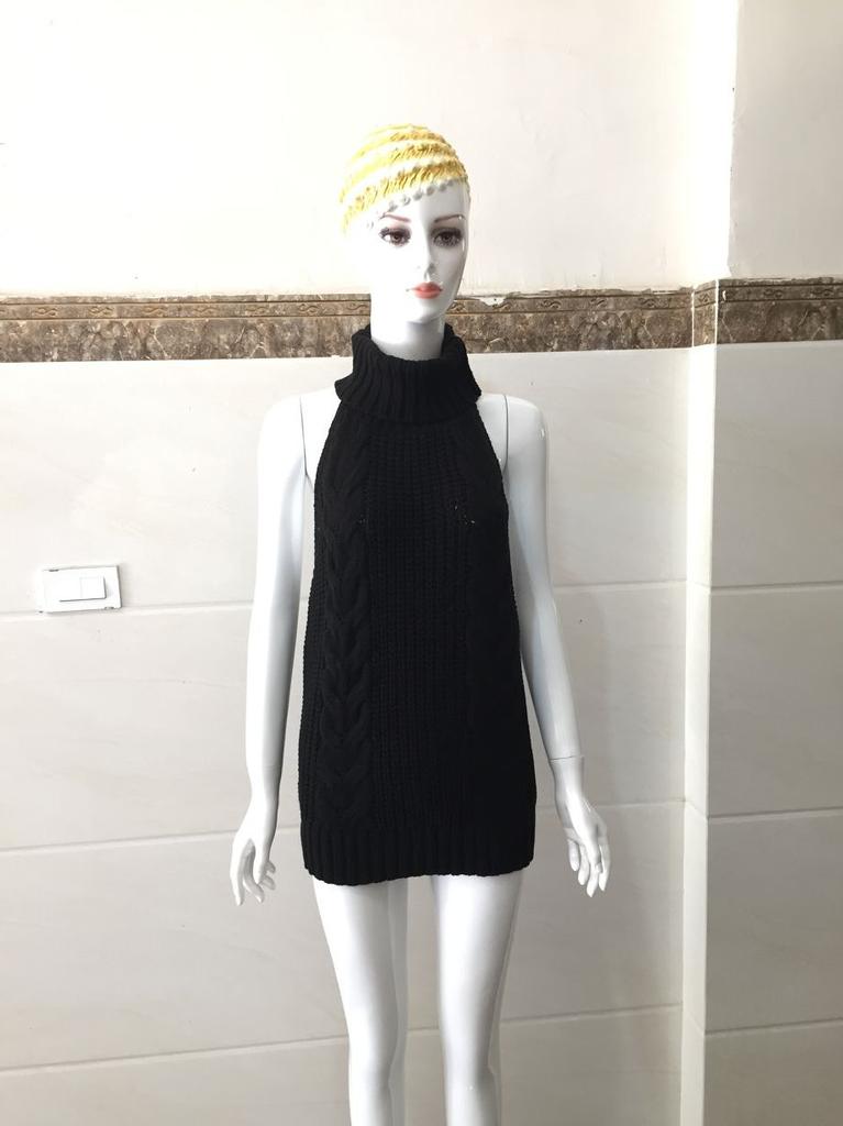 Japanese Anime Halter Sweater Dress Swimsuit Costume Fashion Backless Sleeveless Turtleneck Pullover Knit Sweater Cosplay Dress