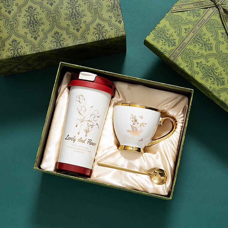 Luxury Coffee Cup Gift Set, Premium Valentine's Day Present for Girlfriend