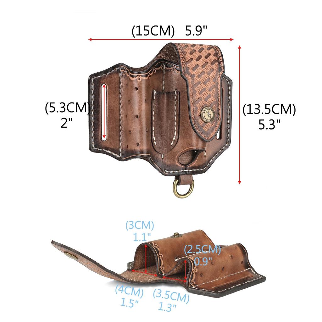 TOURBON Leather Holder for EDC Pocket Organizer with Leather Tool Sheath Men's Multi-Tool Belts,