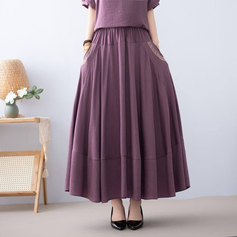 Fashionable Ethnic Midi Skirt Two-Piece Set for Women (2025 Summer)