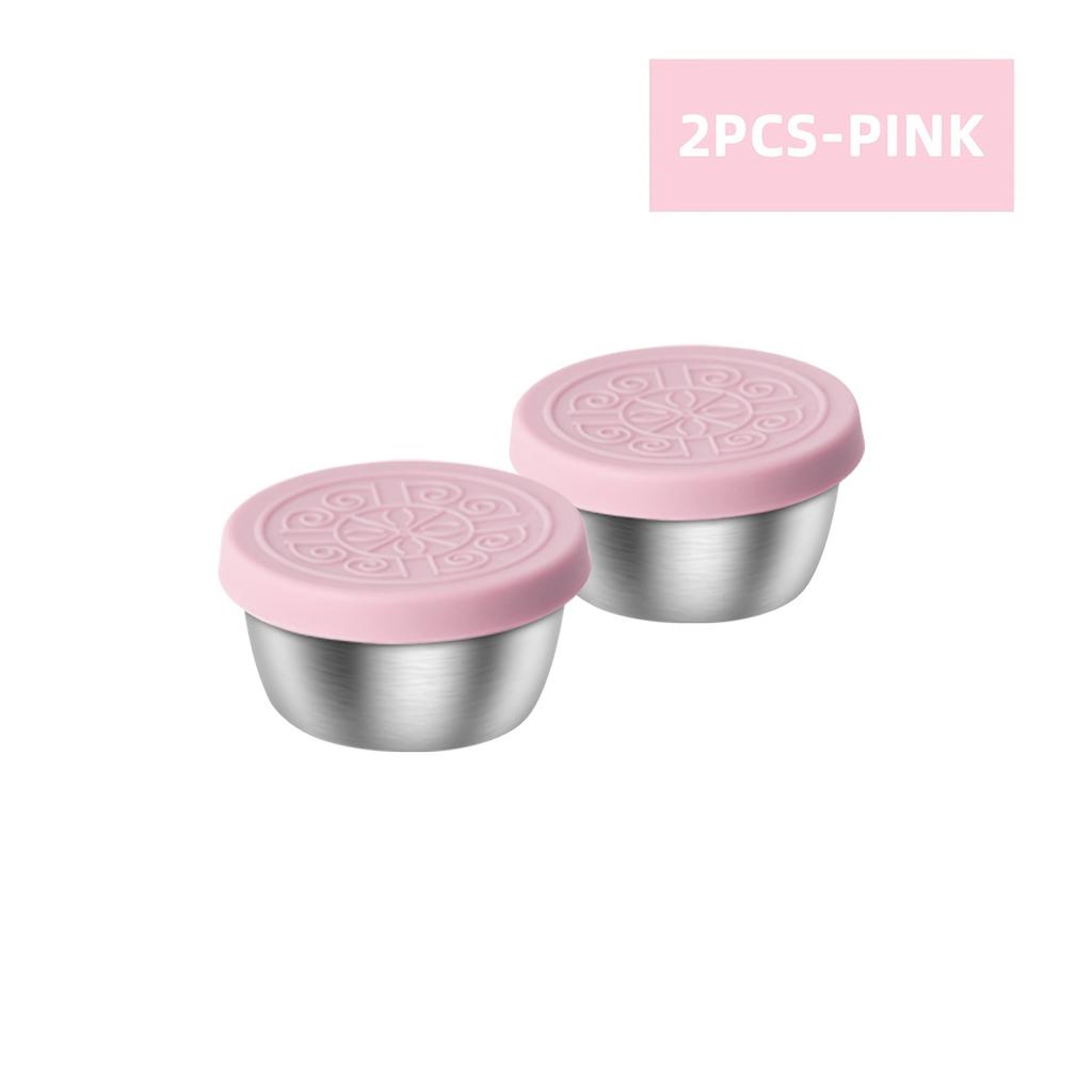 Salad Dressing Container With 1.6oz/45ml Reusable Stainless Steel Cup And Leakproof Silicone Stretch Lid For Picnic Food Storage