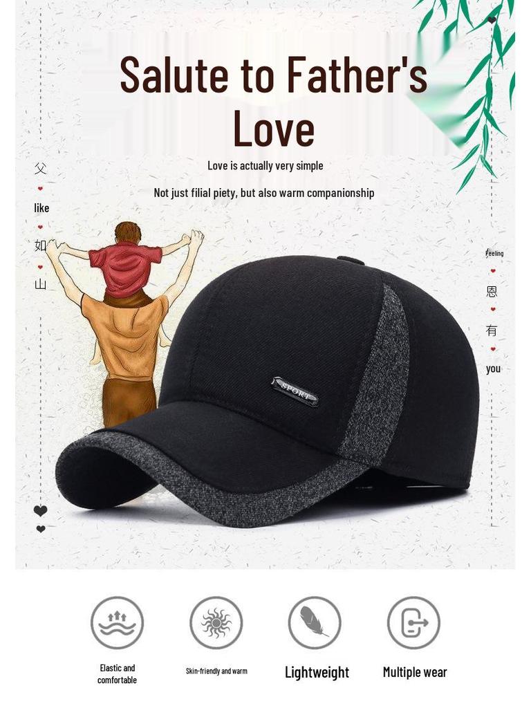 Men's Winter Cotton Ear Protection Baseball Cap - Warm, Thickened for Middle-Aged and Elderly