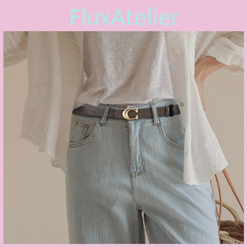 Durable Leather Genuine Belt For Women With Smooth Buckle And Elements Letter