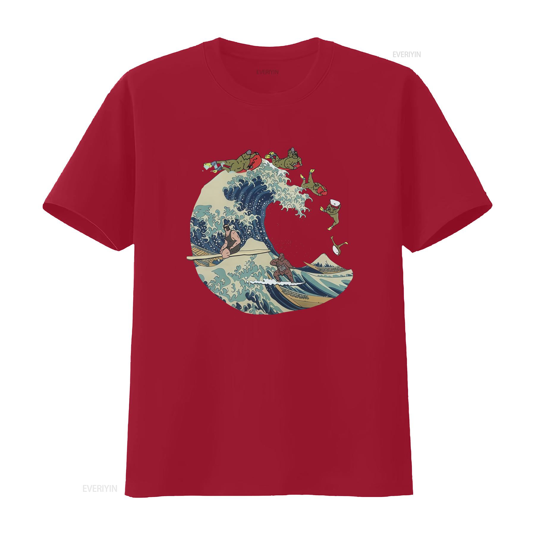 The Great Wave Of Kanagawa Big Lez Show Sassy Sasquatch Gamer T Shirt Meme Funny Best Seller Top R1014 vintage Washed S