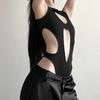 Y2K Summer Women's Solid Color Sexy Fashion Hollow Splicing Slimming and Slimming Jumpsuit