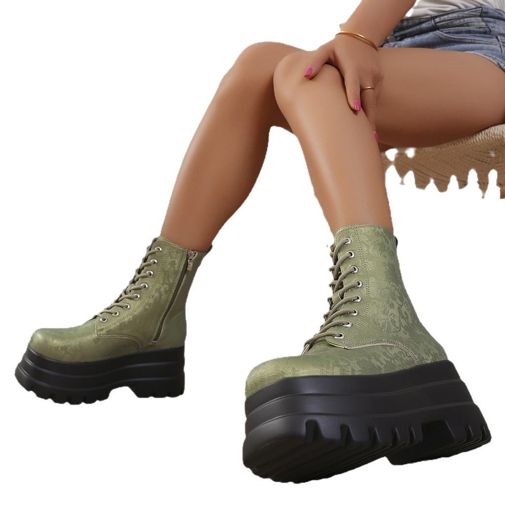 2026 Neue Damenstiefel Herbst/Winter Kollektion Dreischichtig Dicke Sohle Runde Spitze Spleißoptik Retro Dicke Sohle Damenstiefel