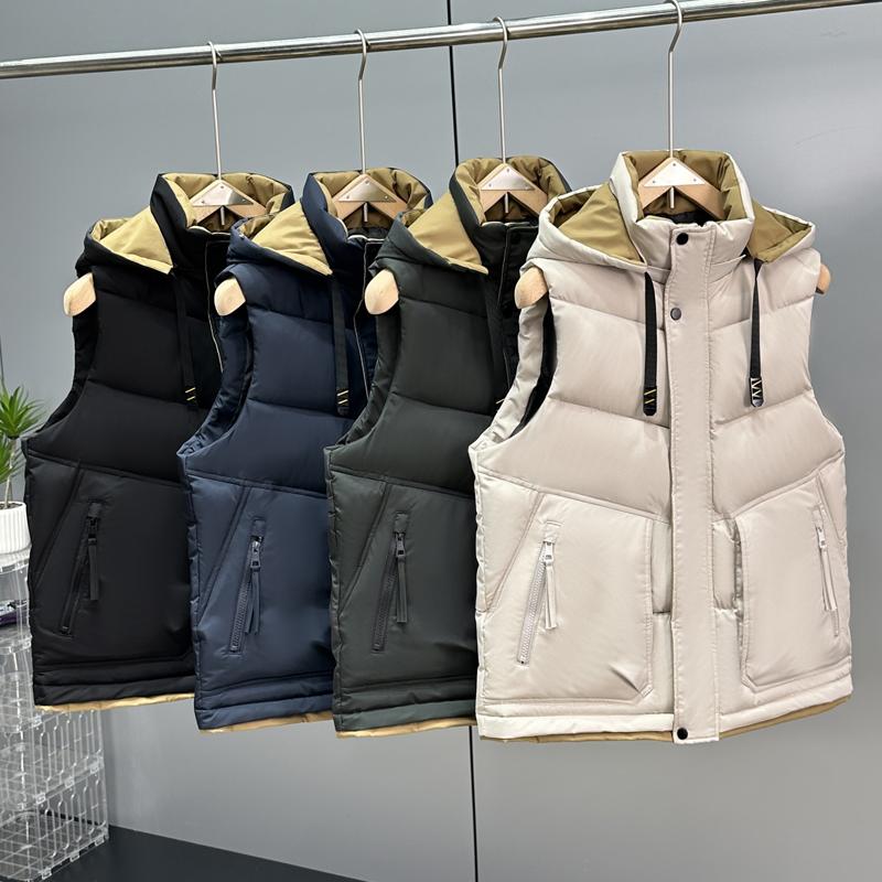 Plus Size L-5XL Fashion Winter Men's Sleeveless Jackets Hooded Thick Outerwears Man Warm Vest