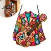 Artistic Window Hanging Western Country Art Suncatcher, Jacket & Guitar Stained Glass Style Sun Catcher, Home Accessories 2D Acrylic Ornament for Wall