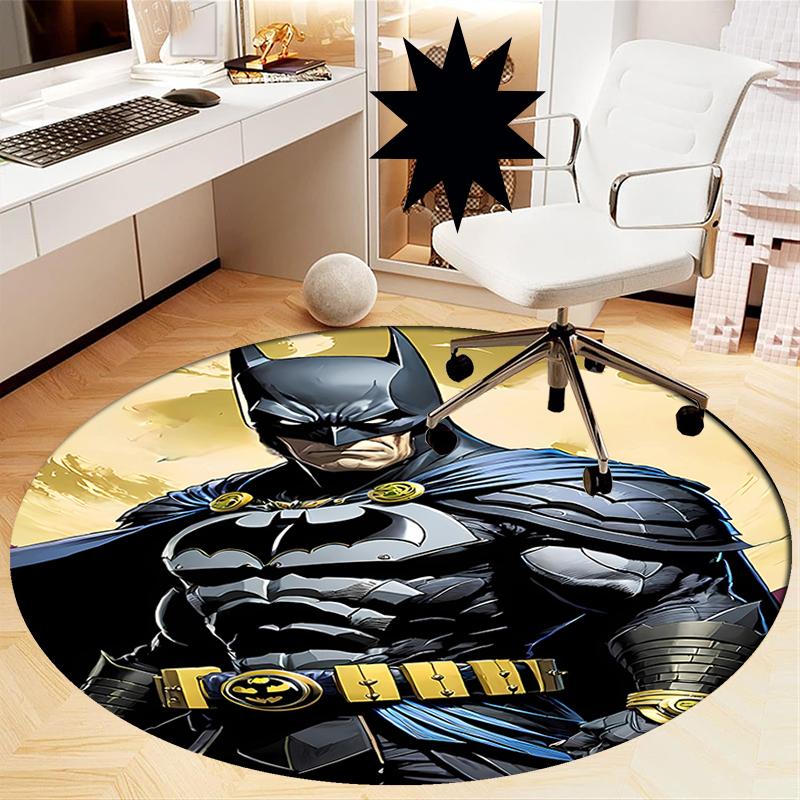 Batman Printed Round Rug Carpet Chair Rug Area Rug Entryway Doormats,for Office Chair Living Room Bedroom Kitchen Room.