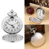 Classical Quartz Analog Smooth Pocket Watch Necklace Pendant with Chain Silver