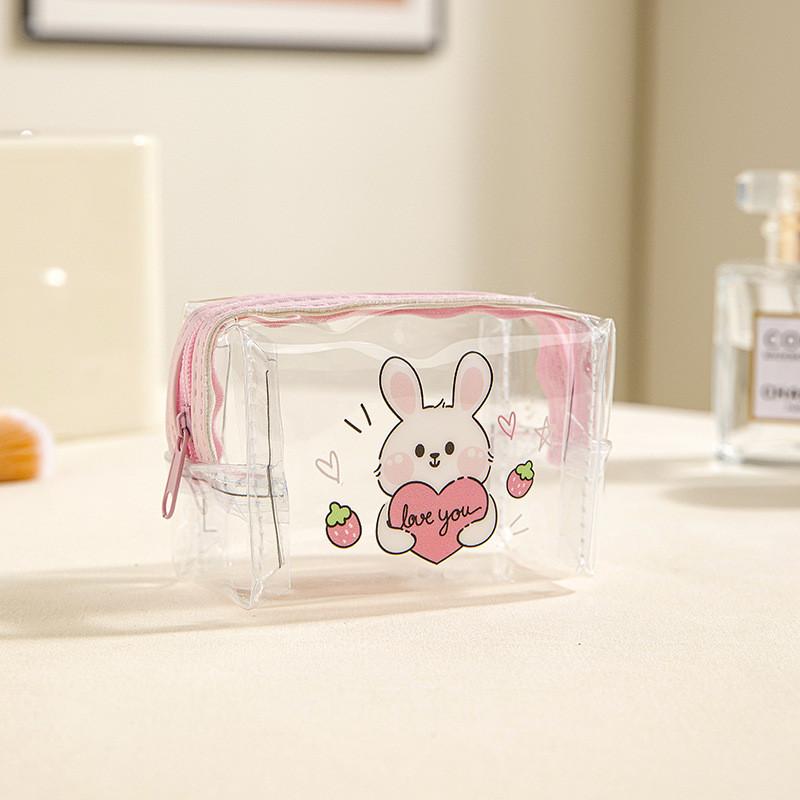 Cute Wallet Mini Data Cable Hair Accessories Storage Bag Transparent PVC Handbag Portable Makeup Bag