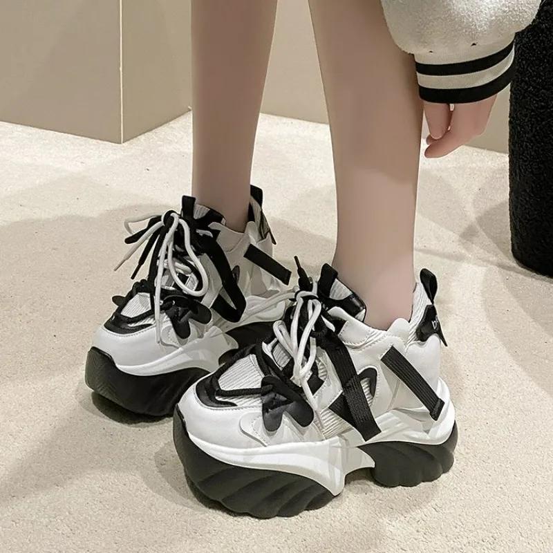 Fashion high-quality New Women Platform Sneakers Mesh Casual Chunky sneakers Heels Wedges Breathable Height Increasing Shoes Woman