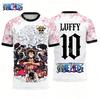 One Piece Anime Luffy Gear 5 3D Print Football Jersey For Men Tshirt Summer Sports Polo Shirt Casual Cosplay Tees Kids/Adult Top