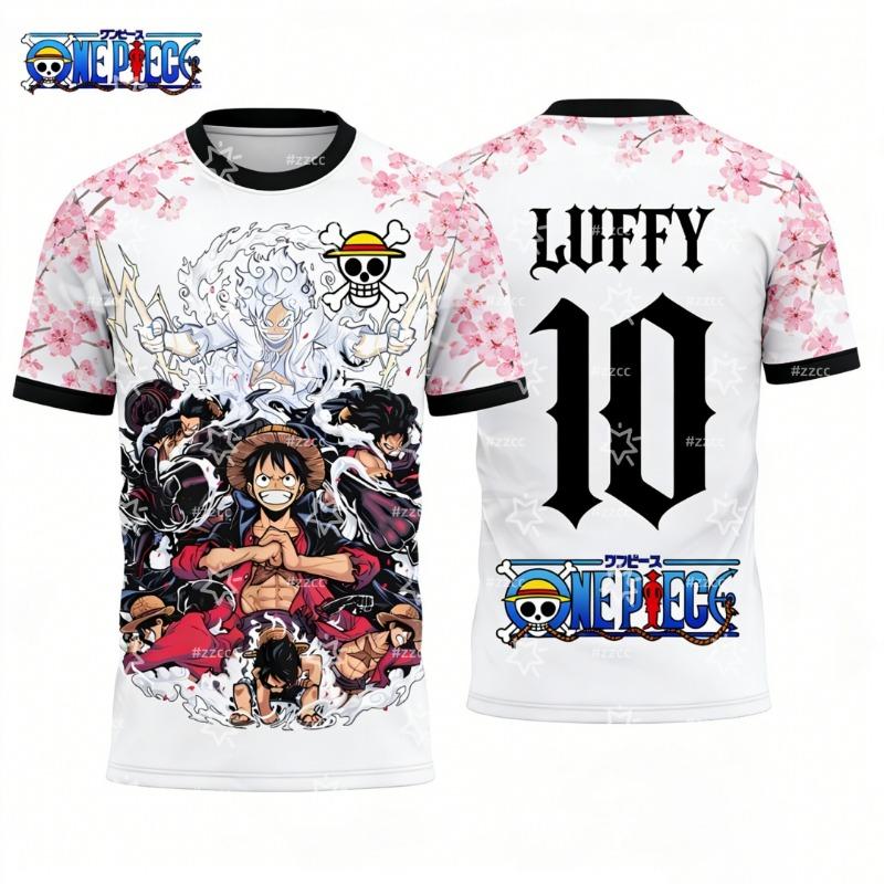 One Piece Anime Luffy Gear 5 3D Print Football Jersey For Men Tshirt Summer Sports Polo Shirt Casual Cosplay Tees Kids/Adult Top