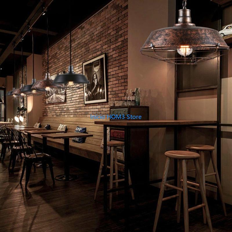 A5YD Vintage Pendant Lamp Lampshade Light Industrial Retro Iron Hanging Ceiling Lamps E27 Chandelier Lampshade for