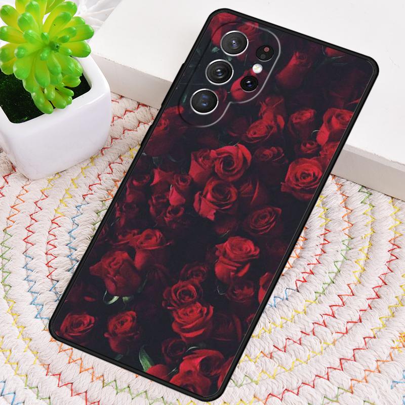 Red Rose TPU Phone Case For Samsung Galaxy note 10 pro S26 S25 S24 S23 S22 Ultra Plus S21 FE S20 Shockproof Cover